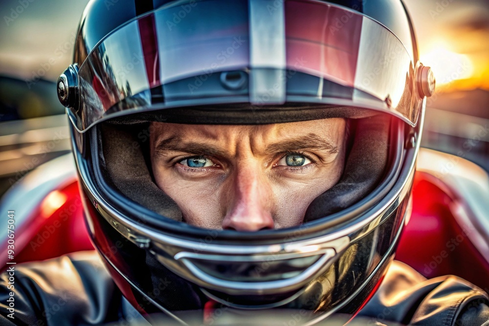 A man wearing a helmet with a red and white design A man wearing a helmet with a red and white design