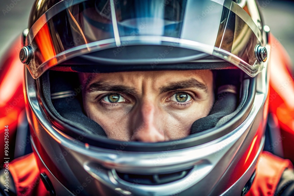 A man wearing a helmet with a red and white design A man wearing a helmet with a red and white design