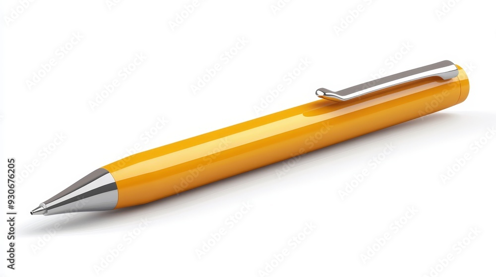 A yellow ballpoint pen lies on a pristine white background, symbolizing writing, communication, creativity, ideas, and efficiency. A yellow ballpoint pen lies on a pristine white background, symbolizing writing, communication, creativity, ideas, and efficiency.