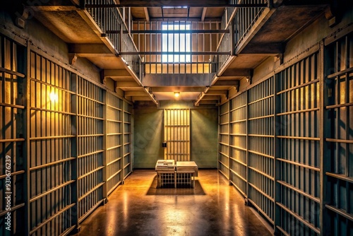 Wallpaper Mural A prison cell with a bed and a table Torontodigital.ca