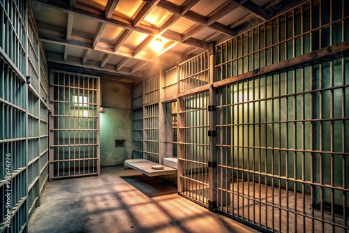 Wallpaper Mural A prison cell with a bed and a table Torontodigital.ca