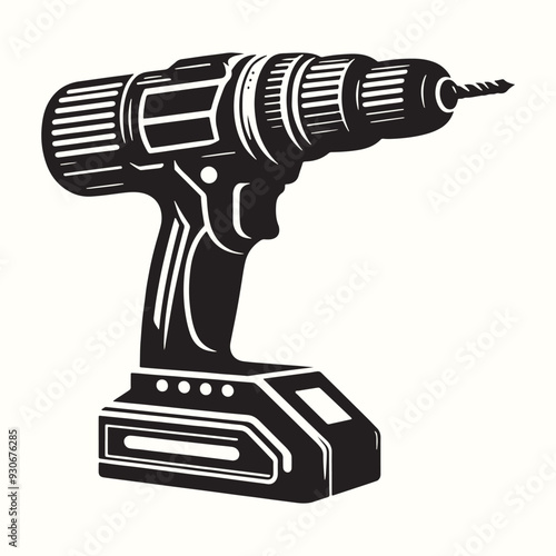 Electric Drill Tool Silhouette Vector Template