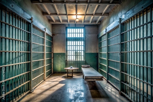 Wallpaper Mural A prison cell with a bed and a table Torontodigital.ca