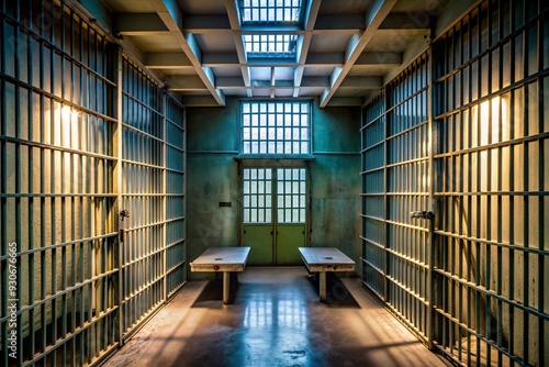 Wallpaper Mural A prison cell with a bed and a table Torontodigital.ca