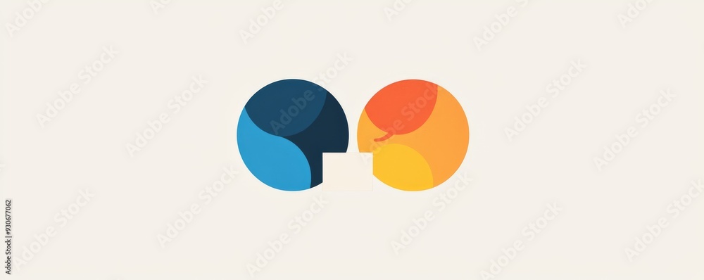 Abstract logo of two overlapping circles with speech bubbles representing communication Abstract logo of two overlapping circles with speech bubbles representing communication