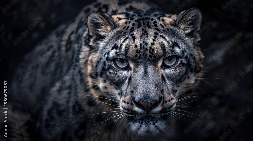 Snow Leopard in High-Altitude Himalayas Exhibiting Camouflaged Fur Snow Leopard in High-Altitude Himalayas Exhibiting Camouflaged Fur
