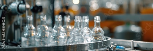 Glass bottle cleaning machine in a beverage bottling facility