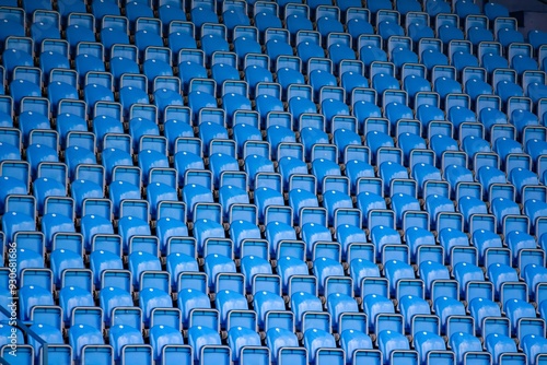 Empty seats for fans at a football stadium photo