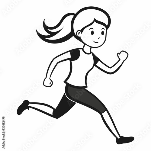 Running men and women, vector set of isolated silhouettes