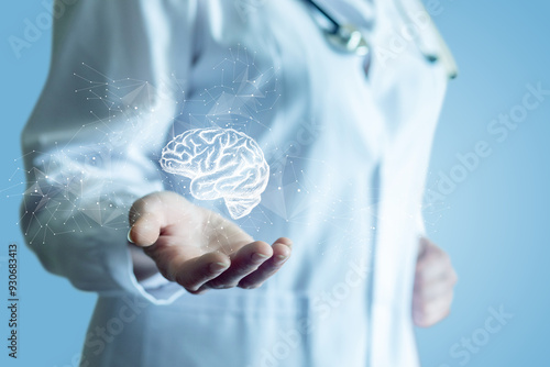 Fotografie A doctor demonstrates a brain .