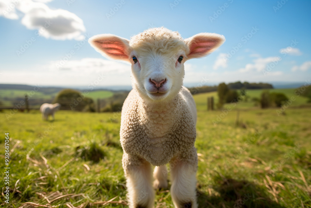 Lamb in a serene countryside symbolizing divine purity and holiness. Lamb in a serene countryside symbolizing divine purity and holiness.