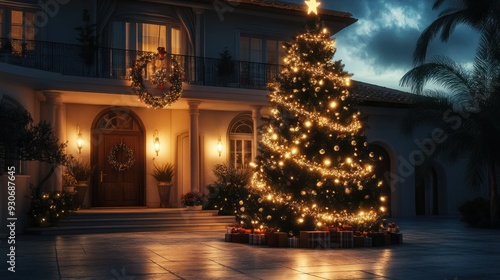 Wallpaper Mural christmas tree in front of house Torontodigital.ca