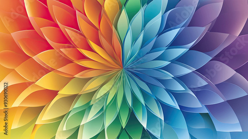 Wallpaper Mural Abstract Rainbow-Colored Background with Gradient Petals in the Center, Artistic Illustration, Vibrant Design, Colorful Background, Elegant Petal Patterns, Modern Artwork, Creative Backdrop Torontodigital.ca