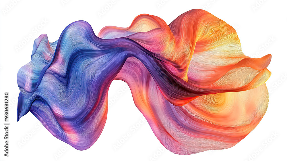 Obraz premium Artistic 3D Depiction of Layered Cloth in Abstract Form, Featuring Visual Depth and Sense of Movement, Modern Digital Art, Dynamic Textures, Elegant Drapery, Creative Design, Contemporary Aesthetics