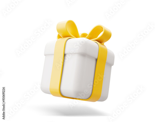 3D Vector illustration gift box. Christmas, new year, sale, shopping. Present box with bows ribbons. Giftbox for valentine, birthday, holiday. 