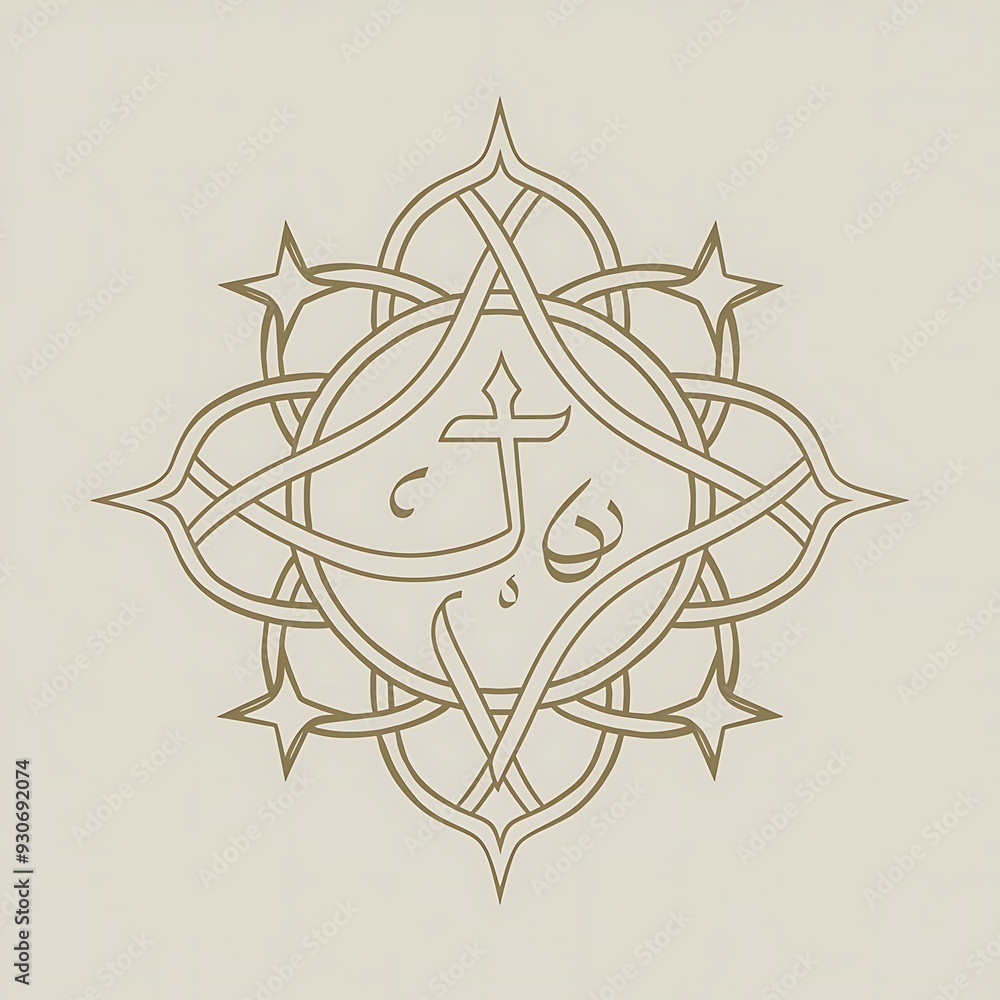 A simple Islamic ornament Arabic calligraphy Geometric pattern A simple Islamic ornament Arabic calligraphy Geometric pattern