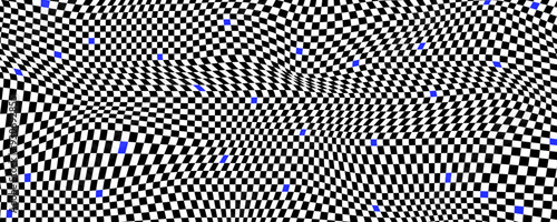 Psychedelic checkerboard background. Chessboard hypnotize geometric vector design template	