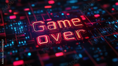 The Black text "Game over" animation with glitch effect,generative ai