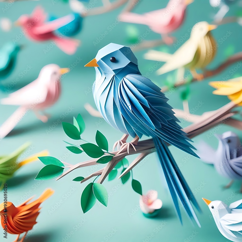 Obraz premium Charming Bird Illustrations with Floral Accents in Diverse Art Styles