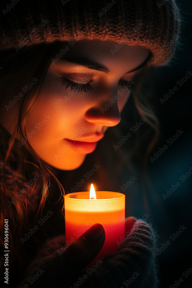 Woman Lighting Pink Candle in Dark Room, breast cancer awareness
Woman Lighting Pink Candle in Dark Room, breast cancer awareness