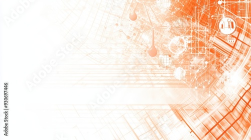 Abstract orange background with digital elements, perfect for technology, innovation, and creative designs. photo