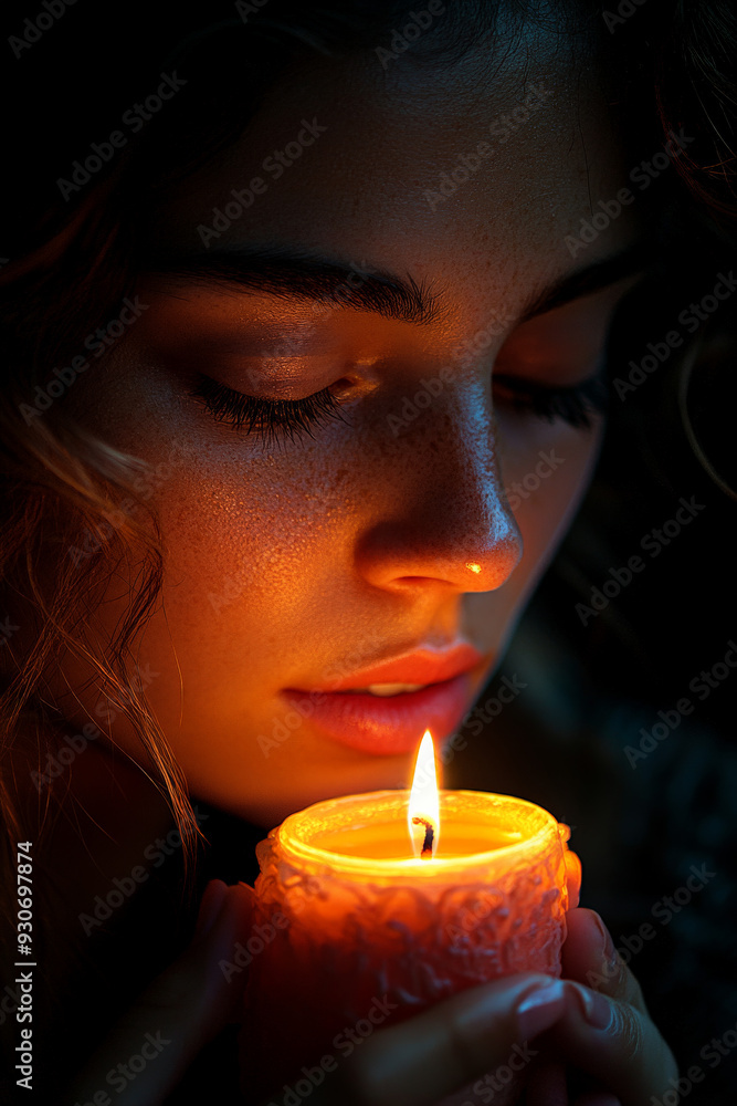 Pink Candle Illumination with Woman's Face in Soft Glow
Pink Candle Illumination with Woman's Face in Soft Glow