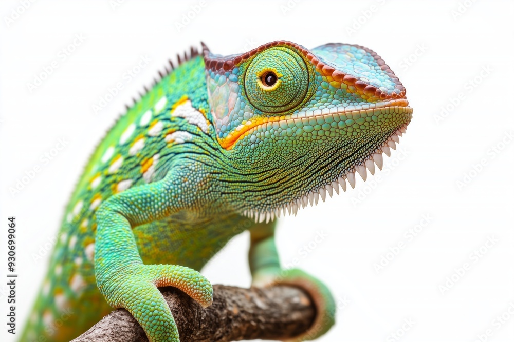 green chameleon isolated on white background green chameleon isolated on white background
