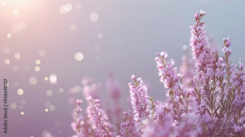 Obraz premium Healing properties of heather showcased on light background