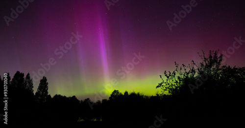 Northern lights in the countryside