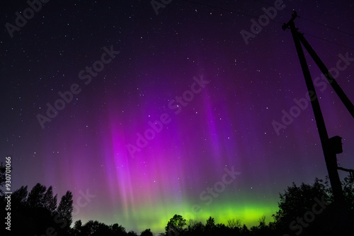 Northern lights in the countryside