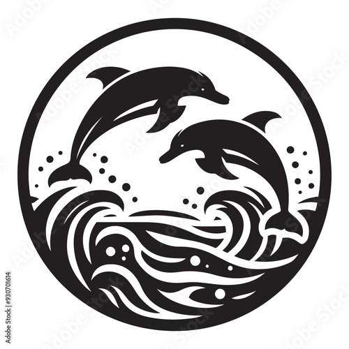 Dolphin silhouette isolated on white, Dolphin vector art, Dolphin silhouette, Dolphin illustration, Dolphin black and white vector, black and white Dolphin, Dolphin black and white vector illustration