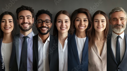 Smiling diverse business people group headshots portraits horizontal banner collage. Multiracial professional executives faces montage, human resource concept, multiethnic team people look at camera. photo