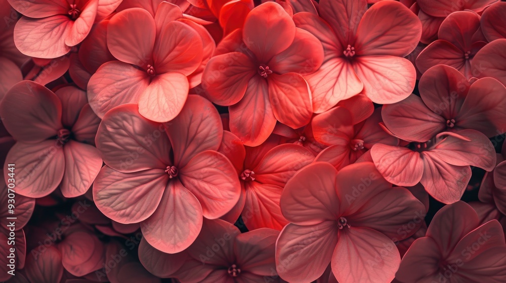 A detailed view of a cluster of red flowers A detailed view of a cluster of red flowers