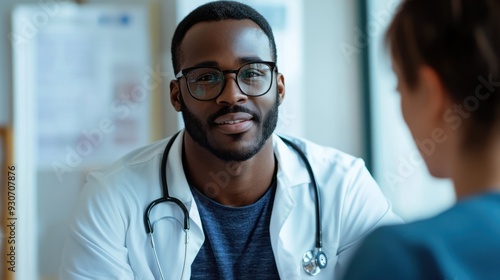 visually impaired male physical therapist diversity and inclusion in healthcare candid portrait photo