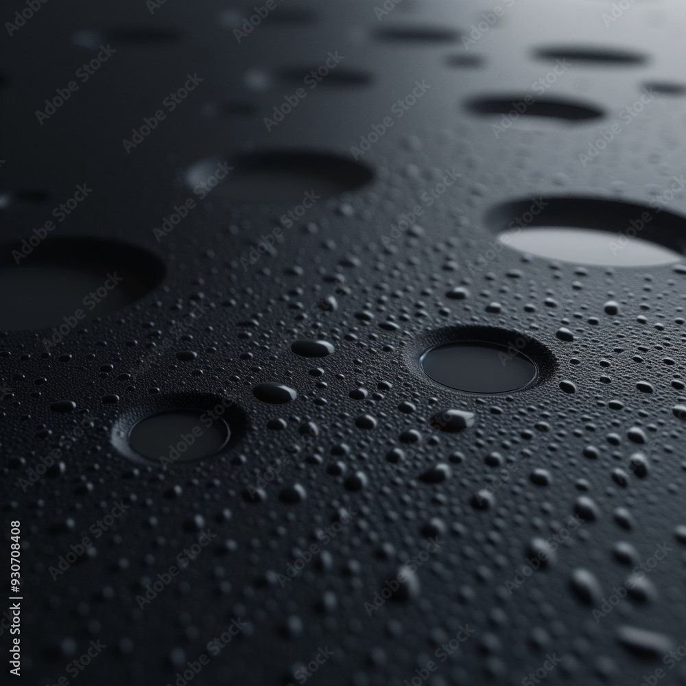 Water droplets on dark perforated surface
Water droplets on dark perforated surface