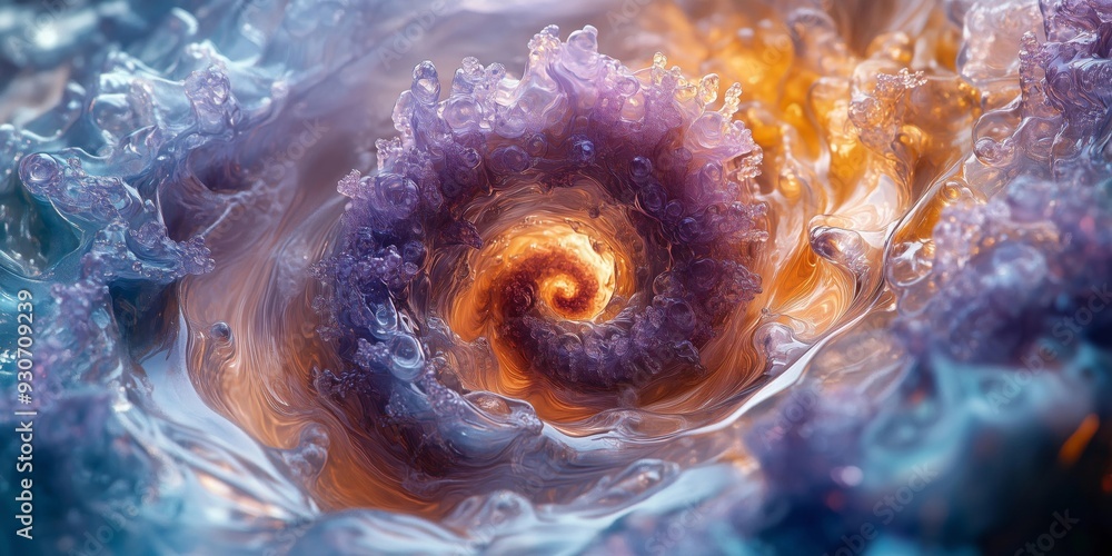 Lavender and Mint Vortex: A Photorealistic Spiral on Glass, generative ai Lavender and Mint Vortex: A Photorealistic Spiral on Glass, generative ai