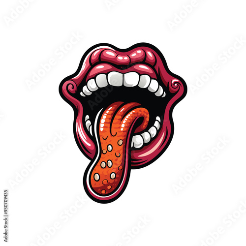 Cartoon illustration of a monster tongue with taste buds sticking out.