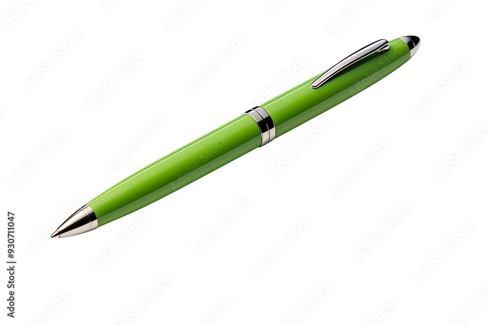 A green ballpoint pen isolated on clear white and transparent background A green ballpoint pen isolated on clear white and transparent background