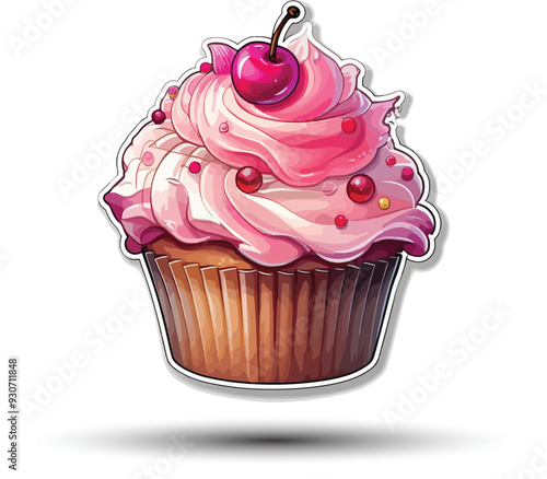 cup cake layered with cream and pistachio sprinkles cup cake with with berries, strawberries and cherries.