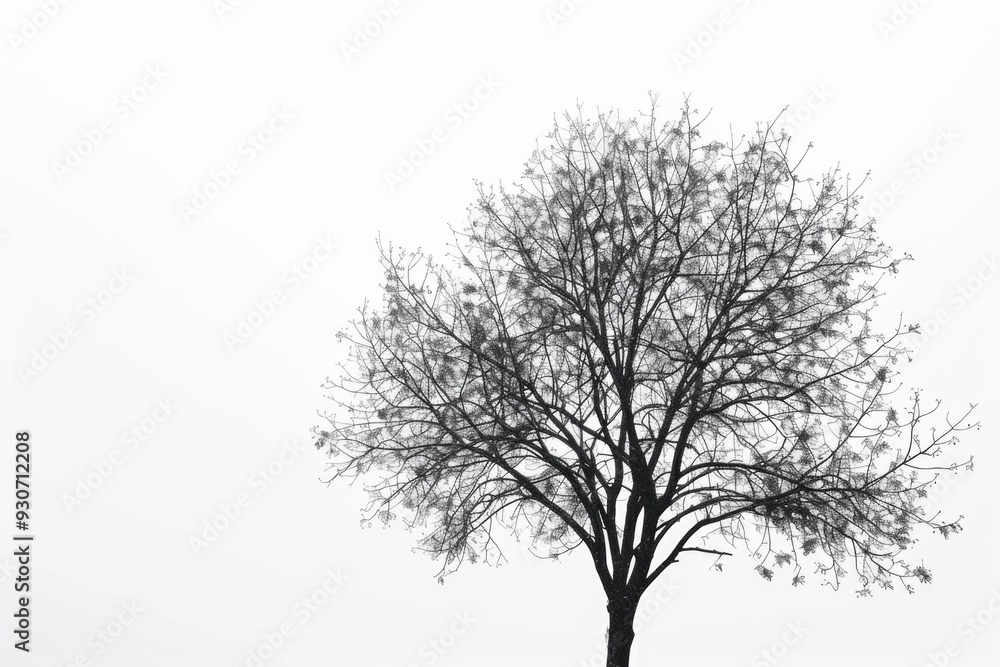 A single tree stands alone against a plain background A single tree stands alone against a plain background