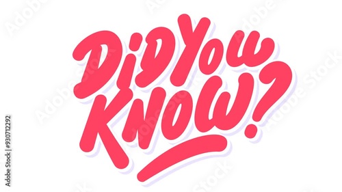 Did you know. Motion graphic. Animated typography text.