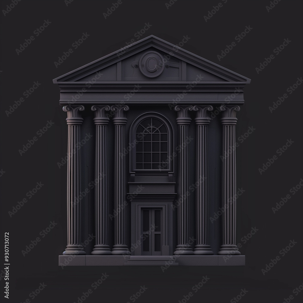 Obraz premium Dark Classical Building Illustration with Columns 