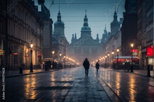 evening in the city town sky