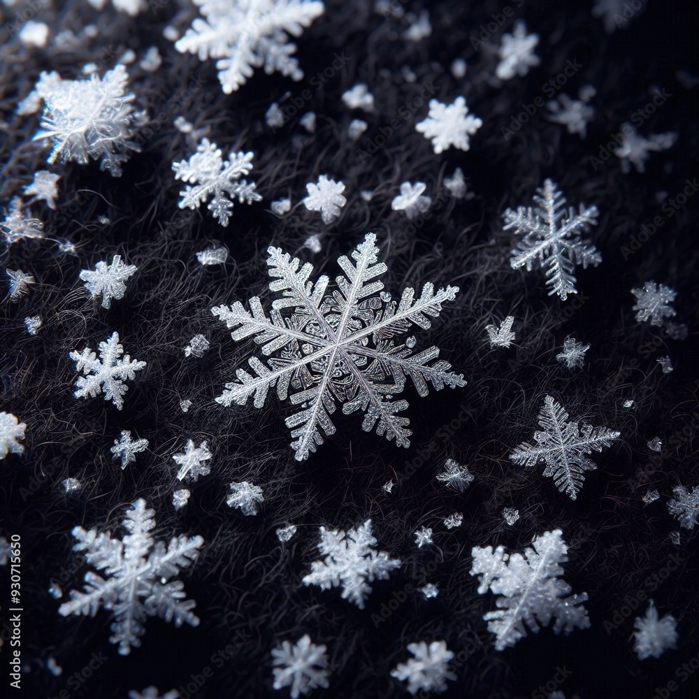 A large white snowflake on a black background A large white snowflake on a black background