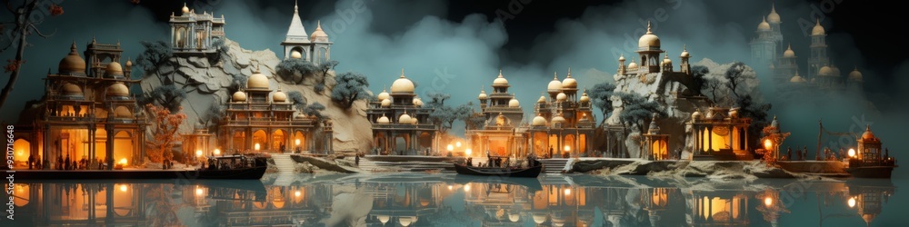 Miniature Art Design of Fort Palace Indian Arabian Style Architecture Created with Generative AI Technology Miniature Art Design of Fort Palace Indian Arabian Style Architecture Created with Generative AI Technology