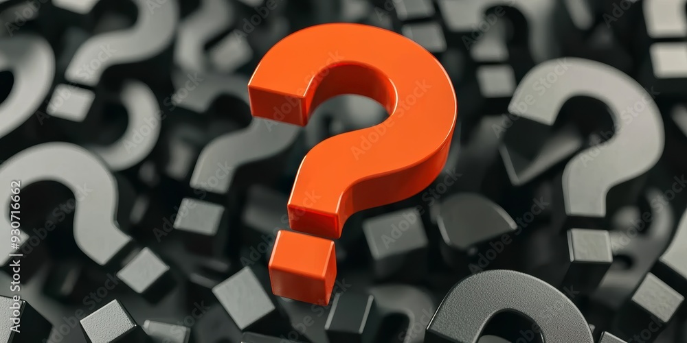 The red question mark stands out against the black, symbolizing urgency and importance. The red question mark stands out against the black, symbolizing urgency and importance.
