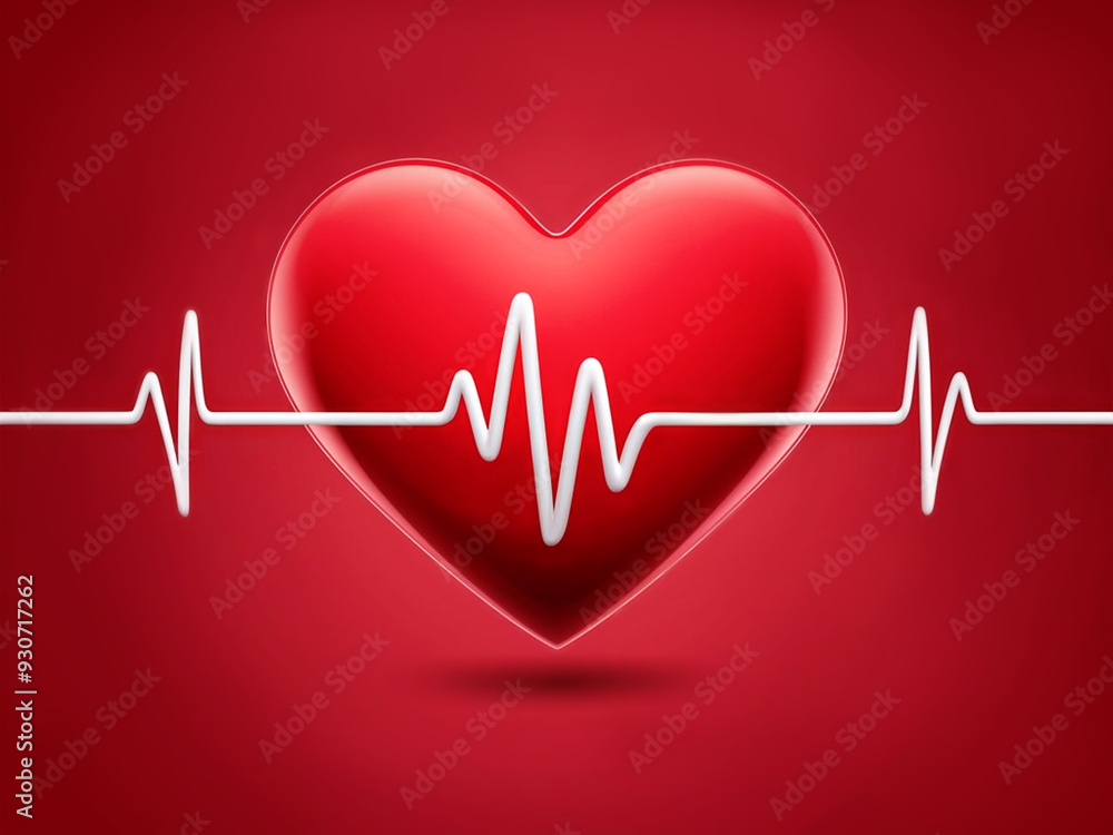 Red heart with white pulse line. Healthy lifestyle, healthcare and medical concept.
Red heart with white pulse line. Healthy lifestyle, healthcare and medical concept.