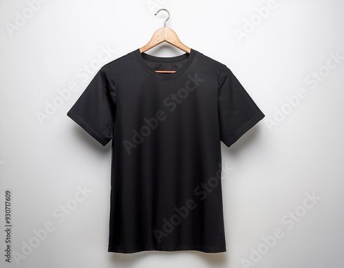 Men's black t-shirt on a white background