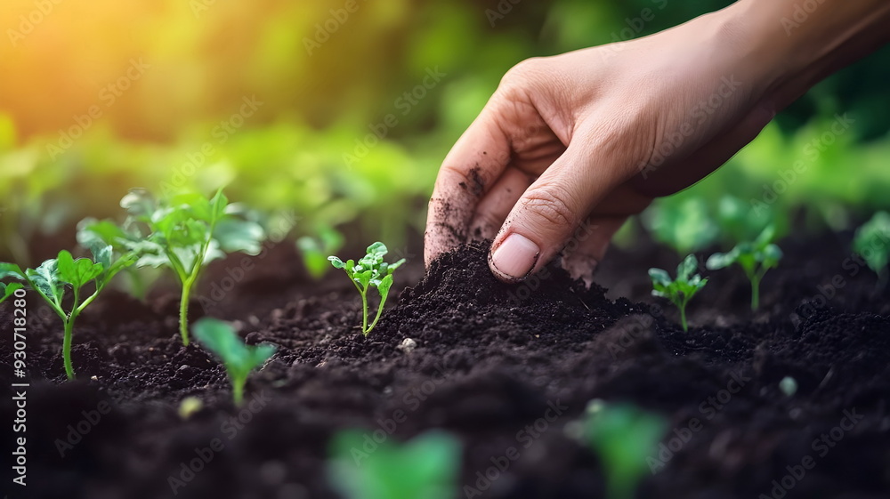 Gardening Hand Planting Young Seedlings Healthy Soil Nurturing Growth Organic Gardening Techniques Gardening Hand Planting Young Seedlings Healthy Soil Nurturing Growth Organic Gardening Techniques