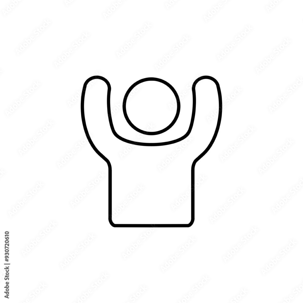 Man raised two hands icon, vector simple isolated illustration. Man raised two hands icon, vector simple isolated illustration.